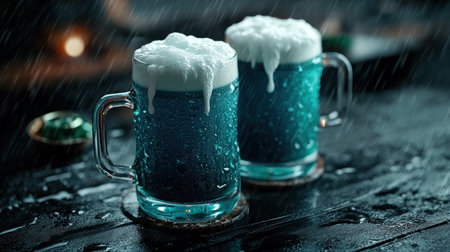Celebrate Saint Patrick's Day with an Irish green beer fest! Immerse yourself in the joyful atmosphere, vibrant crowds, and traditional spirit Enjoy green beer, laughter, and music as friends and families unite in cultural pride Raise your mug and join this unforgettable, magical day for everyone! AI Generativeの素材