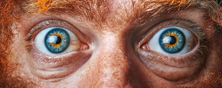 This close-up image captures the mesmerizing power of blue eyes, revealing intricate details Forget beer festivals; this is about human connection Experience the captivating gaze and expressive nuances of the eye It's a detail-rich, powerful portrait focused solely on the beauty of human vision and contact AI Generativeの素材
