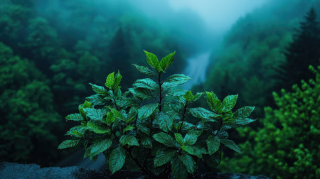 Immerse yourself in the essence of renewal with lush greenery This Easter image captures a family's reflection on faith amidst nature's awakening Explore a misty forest path, witness vibrant foliage after a rainy day Ideal for spiritual and nature projects, find inspiration in this tranquil scene AI Generativeの素材