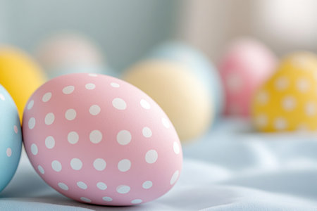 Embrace the charm of Crafted Easter eggs! These delightful decorations feature fun designs, intricate details, and beautiful pastel colors Perfect for adding a touch of spring, their playful patterns embody the spirit of Easter Celebrate with these whimsical accents, capturing the festive season's elegance and joy Enjoy a truly crafted AI Generativeの素材