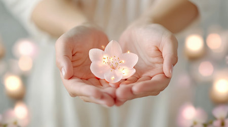 Witness the beauty of spring peace traditions: families uniting, lighting lanterns, and releasing them into the twilight Blooming flowers and serene landscapes frame these moments of harmony Ethereal visuals capture the essence of these light-filled scenes Experience spring traditions of peace today AI Generativeの素材