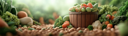 Celebrate spring with a feast of fresh, vibrant flavors Enjoy a traditional meal featuring seasonal vegetables, reflecting nature's bounty and the beauty of blooming gardens Share the joy of wholesome food and the warmth of the table, a true spring celebration AI Generativeの素材