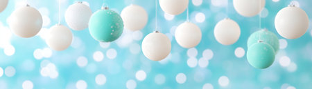 Immerse yourself in a winter wonderland with softly glowing blue and white lanterns and snowflakes This ethereal scene captures the season's serene beauty, perfect for holiday backgrounds and decor Discover a subtle sparkle and peaceful ambiance, enhanced by a gentle haze, adding a touch of elegance to your projects AI Generativeの素材