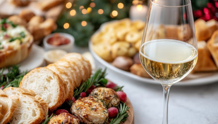 This photograph captures the warmth of a traditional Christian holiday, showcasing a beautifully prepared feast It evokes cherished family gatherings, with time-honored customs and delectable dishes The scene radiates shared joy and invites viewers to appreciate meaningful traditions, offering a glimpse into a heartfelt celebration filled with carefully chosen food AI Generativeの素材