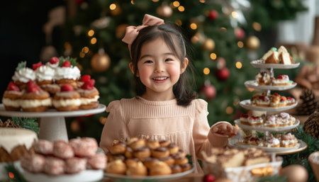 Experience the warmth of family bonding post-Easter egg hunt A table overflows with cakes and treats as loved ones share laughter and smiles amidst festive decorations Heartwarming moments are captured, where sweet delights and shared joy create perfect spring memories, celebrating the essence of family AI Generativeの素材