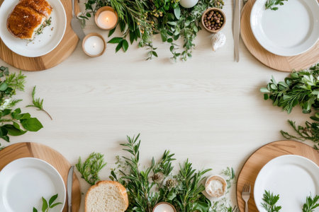 Immerse yourself in a festive family gathering, where laughter echoes through twinkling lights and elaborate decor A beautifully set table, with wooden platters and delicate greenery, invites shared moments Capture the pure joy, togetherness, and simple pleasures of celebrating with loved ones in images perfect for treasured memories AI Generativeの素材