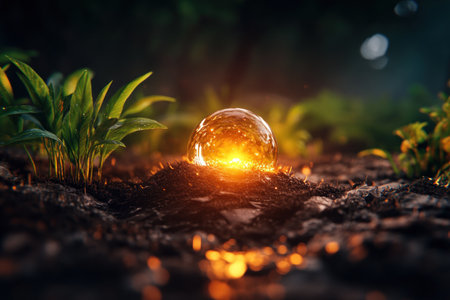 Experience nature's delicate artistry in this captivating close-up A dewdrop, poised on a verdant blade, sparkles in the dawn, revealing intricate beauty and vibrant life This tranquil image embodies the subtle wonders of a new day, ideal for nature-themed projects Discover the ethereal details AI Generativeの素材