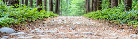 Immerse yourself in the joyful renewal of spring on a serene forest trail Witness new leaves unfurl, hibernating animals emerge, and vibrant green life awaken Breathe in the fresh air, and experience nature's peaceful beauty on this restorative forest walk AI Generativeの素材