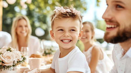 Experience the warmth of Mother's Day with a family celebration filled with laughter, heartfelt gifts, and nostalgic memories Witness the joy of togetherness as love and connection radiate from this precious scene Cherish these lasting moments that remind us of the value of family bonds We hope this sweet image AI Generativeの素材