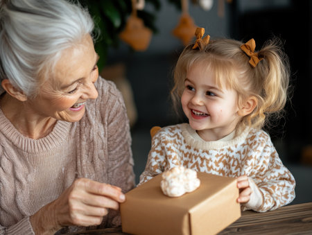 Immerse yourself in a heartwarming Mother's Day celebration Witness family joyfully exchanging smiles, laughter, and gifts This visual captures cherished moments of connection, love, and appreciation across generations Celebrate the spirit of family unity and thoughtful gifting in this beautiful display of the motherly bond AI Generativeの素材