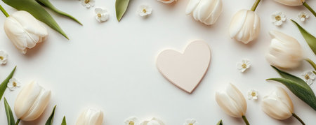 Celebrate Mother's Day with this radiant floral background Delicate roses and tulips frame a heartfelt card on a sunlit table, evoking love and gratitude Perfect for sentimental projects or adding spring elegance, this image embodies warmth and appreciation, fostering creativity and personal connection for the special occasion AI Generativeの素材