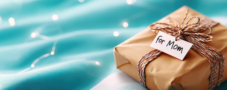 Celebrate Mother's Day with this beautifully crafted artwork Featuring a gift wrapped with intricate patterns and a heartfelt "For Mom" tag, it perfectly embodies the spirit of the holiday Ideal for cards and promotions, its delicate details and soft colors enhance the emotional connection, letting you express love beautifully AI Generativeの素材