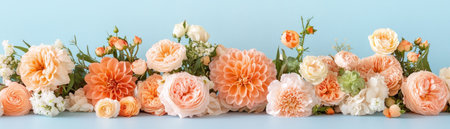 Show your love this Mother's Day with a stunning floral arrangement of peach and cream roses and dahlias These fresh blooms symbolize gratitude and heartfelt emotions, perfect for expressing appreciation Order now to add warmth and capture the essence of spring with this thoughtful gift AI Generativeの素材