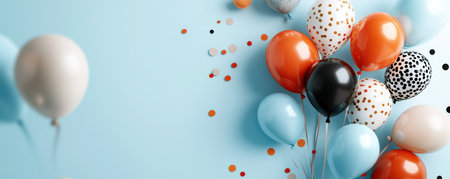 This vibrant image, bursting with colorful balloons and confetti, captures joyful family celebrations Perfect for birthday cards or invitations, it evokes happiness and festive cheer Its celebratory elements make it ideal for expressing joy in various events and card designs Use this to spread happiness with every colorful creation AI Generativeの素材