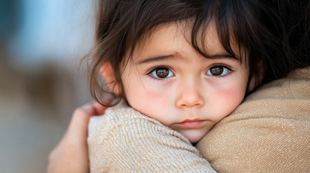 This tender photo captures a mother's loving hug, a powerful symbol of care, support, and unbreakable connection It embodies the purest love and affection between parent and child, showcasing the nurturing bond of a family and the comfort and security found in a mother's gentle embrace AI Generativeの素材