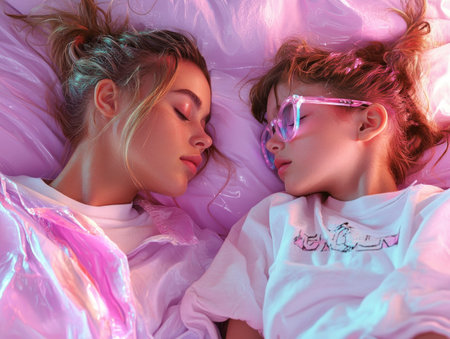 Experience the quiet beauty of a sleeping child, bathed in the gentle glow of a bedside lamp Though unseen, a mother's loving care radiates through the scene, evoking feelings of warmth and tenderness This peaceful moment celebrates the close bond between parent and child in a serene, softly lit setting AI Generativeの素材