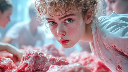 "Mother's Cooking Together" captures the harmonious dance of women preparing a feast This image portrays synchronized culinary collaboration, a symphony of teamwork in a focused kitchen Witness the rhythm of shared food creation as mothers work in sync, embodying the essence of communal cooking and family unity AI Generativeの素材