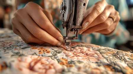 Witness a family's loving tradition: crafting a quilt, stitch by stitch This textile embodies love, respect, and heritage See time-honored skills transform fabric into an heirloom Discover how quilting unites generations, weaving family stories, love, and tradition into a beautiful legacy AI Generativeの素材