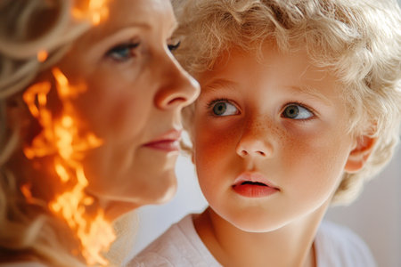 A tender portrait captures a mother's legacy, honored by her family's acts of kindness Witness familial love through a woman and child, evoking loss, connection, and tribute The scene demonstrates the power of memory, showcasing a deep emotional bond See love visualized in this poignant and respectful moment AI Generativeの素材