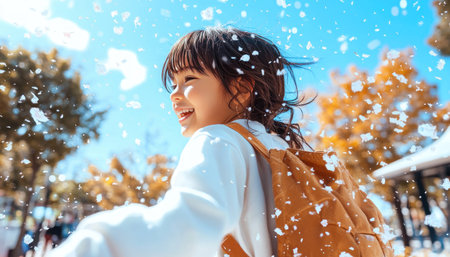 A mother twirls her child in a park, their laughter filling the air This heartwarming scene embodies connection, love, and pure joy, showcasing the beauty of family bonds Nature's vibrant colors enhance this carefree moment, perfect for illustrating cherished memories and life's simple pleasures AI Generativeの素材