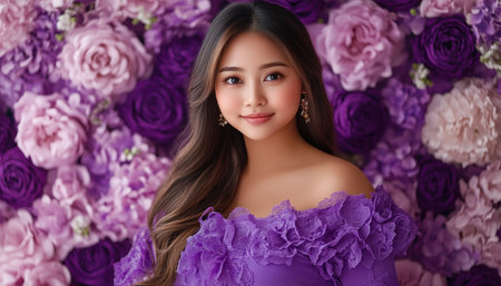 Witness the radiant beauty of motherhood in this elegant maternity portrait An Asian woman, draped in a flowing gown, graces a minimalist studio, celebrating the grace of pregnancy This artistic image captures the joyous anticipation of a new arrival, focusing on the unique elegance of expecting mothers in a studio AI Generativeの素材