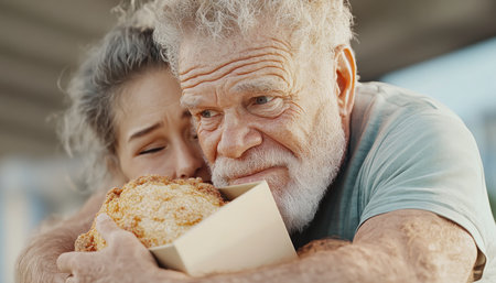 Witness a father's loving embrace as he gifts his child, a moment brimming with pure emotion and shared joy This tender scene captures paternal affection and the meaningful connection between them It's a celebration of family bonds, a cherished occasion, and a timeless visual story about deep relationships AI Generativeの素材