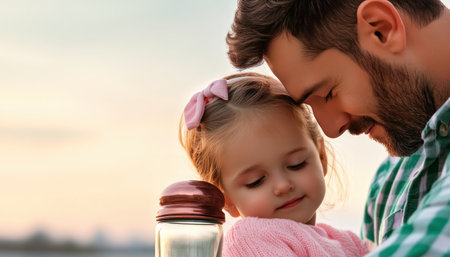 Celebrate Father's Day with this heartwarming banner! Featuring an artistic father-child illustration framed by modern patterns, it's a unique and thoughtful gift The design's composition and aesthetic create a visually stunning tribute to fatherhood, perfect for expressing love and honoring dads everywhere This design-focused banner is a special way to AI Generativeの素材