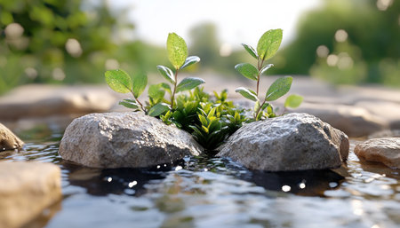 Immerse yourself in vibrant, endless greenery and wildlife-rich landscapes, captured in stunning detail Discover serene nature scenes where life sprouts resiliently between rocks, sunlight filtering through trees creates a tranquil, refreshing atmosphere Perfect for wallpaper or a calming visual escape AI Generativeの素材