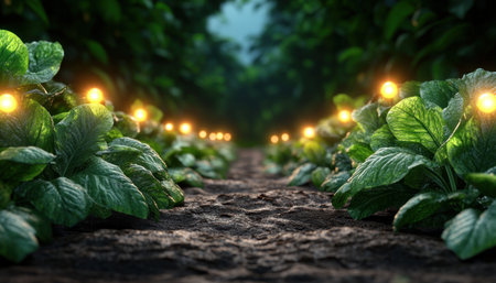 Witness a family's bond bloom amidst lush greenery These images capture their journey planting, watering, and nurturing a vibrant garden Explore meticulously cultivated rows, softly lit, and the joy of growing your own food Experience the magic of nature and family working together in this beautiful depiction AI Generativeの素材