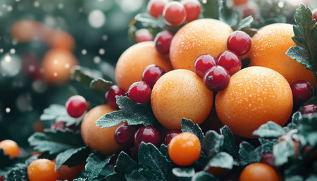 This photo captures a cozy winter farm scene, showcasing the beauty of a natural winter harvest Earthy tones highlight organic, seasonal produce bursting with vibrant colors and freshness Experience the warmth and charm of rustic farm-fresh bounty through this photo's cozy, natural elements AI Generativeの素材