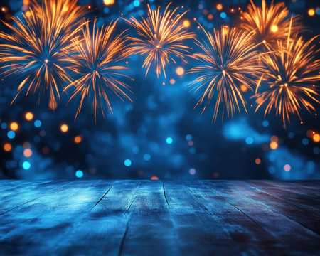 A vibrant fireworks display erupts above a graduation stage, painting the night with color This magical scene celebrates academic success and future dreams Bursting with energy, the pyrotechnics perfectly capture the joy and excitement of graduation, reflecting the bright hopes of the graduates AI Generativeの素材
