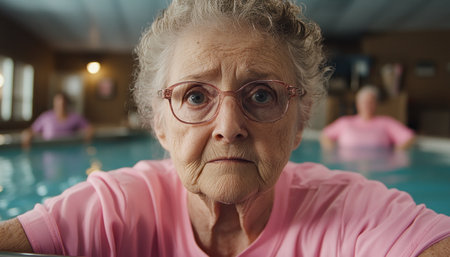 This image shows an elderly woman undergoing physiotherapy, using parallel bars with therapist guidance The focus is on improving her balance, strength, and mobility within a professional rehabilitation center Discover effective senior rehabilitation strategies to enhance independence and quality of life, restoring mobility and well-being in older adults AI Generativeの素材