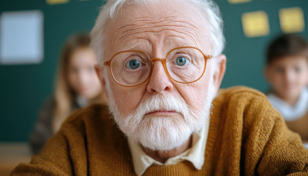 A wise elder imparts life lessons to attentive students, a portrait of intergenerational connection Gratitude, knowledge transfer, and mentorship shine Respect, learning, and the value of wisdom passed down create a bond of trust and understanding, inspiring growth in the classroom AI Generativeの素材