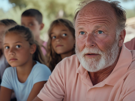 Senior citizens share life skills and stories with children, fostering intergenerational connections This volunteering journey builds bridges between ages, promoting wisdom and mentorship Meaningful moments are created, enriching children's lives and strengthening communities through shared experiences and mutual respect It's a testament to the power of community engagement AI Generativeの素材
