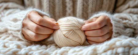 A serene grandmother's skillful hands knit a blanket, transforming yarn into intricate designs The gentle art of knitting creates a cozy, warm atmosphere, reflecting a relaxing hobby and the beauty of handmade crafts This peaceful scene embodies generations of love and dedication, each stitch a testament to tranquility and skill AI Generativeの素材