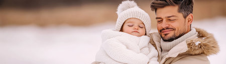 A father cradles his sleeping child, a poignant image radiating warmth and unconditional love This tender moment showcases the profound bond of parenthood, symbolizing the joys and responsibilities of family life Perfect for illustrating articles or social media posts on family, fatherhood, and the unique beauty of parenting AI Generativeの素材