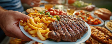 A heartwarming Thanksgiving scene unfolds: a father leads a grateful toast, surrounded by loved ones at a table overflowing with a delicious feast Warm smiles and joyful laughter fill the air, reflecting the strong family bonds and cherished traditions that make Thanksgiving so special This image embodies gratitude, abundance, and AI Generativeの素材