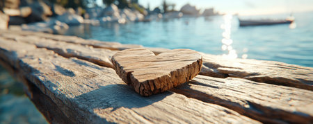 This Valentine's Day, give a handcrafted wooden heart keepsake Its elegant details symbolize enduring love, conveying deep affection with rustic charm A unique, natural wood gift for a romantic and memorable celebration, expressing heartfelt emotion The perfect sentimental present AI Generativeの素材