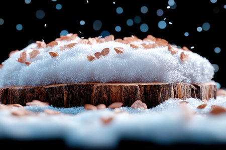 A whimsical winter wonderland Valentine's Day scene bursts with rose gold hearts and sparkling bokeh lights Fluffy snow, joyful expressions, and twinkling sparkles create a romantic, heartwarming atmosphere, perfect for cards, social media, or romantic projects Capture the magic of this unique celebration AI Generativeの素材