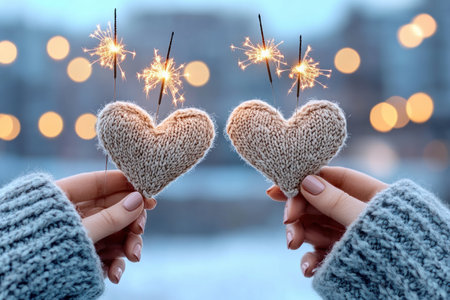 A vibrant Valentine's Day party culminates in a magical proposal Heart-shaped sparklers illuminate a joyous, tearful engagement Love, laughter, and commitment fill the air as the happy couple begins their forever, a perfect start to a lifetime of happiness AI Generativeの素材