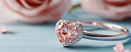 A heart-shaped box cradles a breathtaking diamond engagement ring, perfect for a Valentine's Day proposal Its brilliant sparkle symbolizes eternal love This image is ideal for engagement announcements, wedding websites, or romantic social media, capturing the exquisite beauty and romantic emotion of the moment AI Generativeの素材