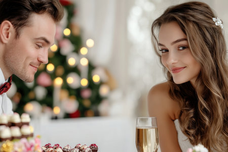 Indulge in a luxurious Valentine's Day A candlelit setting awaits, adorned with exquisite chocolates and sparkling champagne Share delectable treats and fine champagne with your loved one This intimate, elegant scene perfectly captures the essence of romance and creates unforgettable memories Celebrate love and passion this Valentine's Day AI Generativeの素材