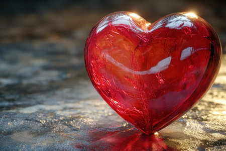 A hand-carved ruby-red heart, a Valentine's Day masterpiece Meticulously crafted, it symbolizes enduring passion and unwavering commitment This stunning image captures the essence of romance, a testament to timeless devotion and the power of true love A heartfelt gift, perfectly expressing deep affection AI Generativeの素材