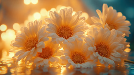 An elegant Valentine's Day bouquet of white flowers radiates romantic charm Delicate petals and a warm glow create a timeless, sophisticated aesthetic Perfect for greeting cards, social media, or expressing heartfelt affection, this captivating image embodies the essence of Valentine's Day AI Generativeの素材