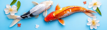 Vibrant Koi fish swim in murky water, a stark visual contrast highlighting pollution's devastating impact on aquatic life Their beauty underscores the urgent need for environmental protection and preservation of our ecosystems This image inspires action for a cleaner, healthier planet for all species AI Generativeの素材
