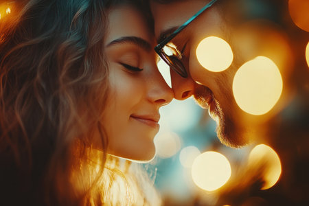 A heartwarming Valentine's Day scene: a couple, sharing sweet smiles and an intimate kiss beneath the mistletoe Cozy and romantic, this high-resolution image embodies love, joy, and togetherness Perfect for cards, social media, or any project needing a festive, loving touch Capture the magic of winter romance AI Generativeの素材