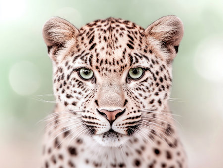 A breathtaking high-definition leopard portrait captures exquisite detail, showcasing every whisker and spot with unparalleled clarity This majestic close-up reveals the wild grace of the leopard, perfect for wildlife photography enthusiasts, nature prints, and animal art lovers Sharpness and clarity define this stunning image AI Generativeの素材