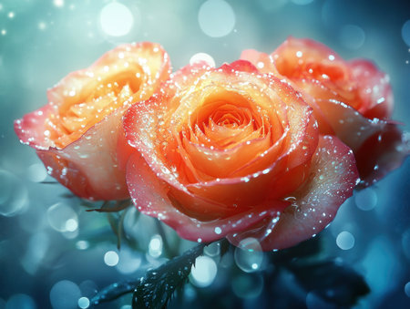 Ignite passion with vibrant Valentine's roses! High-resolution images showcase breathtaking arrangements in bold, colorful designs Red, pink, and orange roses capture romantic love's essence, perfect for cards, backgrounds, and projects ideal for commercial or personal use AI Generativeの素材