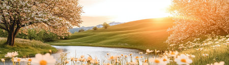 Escape to idyllic countryside: rolling hills, wildflowers, and a gentle river create a picturesque scene Enjoy scenic hikes, riverside picnics, and charming village visits Immerse yourself in breathtaking landscapes and authentic local culture, creating unforgettable memories in this tranquil region Plan your escape today AI Generativeの素材