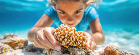 Dive into an immersive wildlife conservation experience witnessing coral reef replanting Support sustainable tourism while exploring the beauty of underwater conservation efforts Protect our oceans and the future of coral reefs by actively participating in marine environment preservation Discover the magic of a healthy ocean AI Generativeの素材